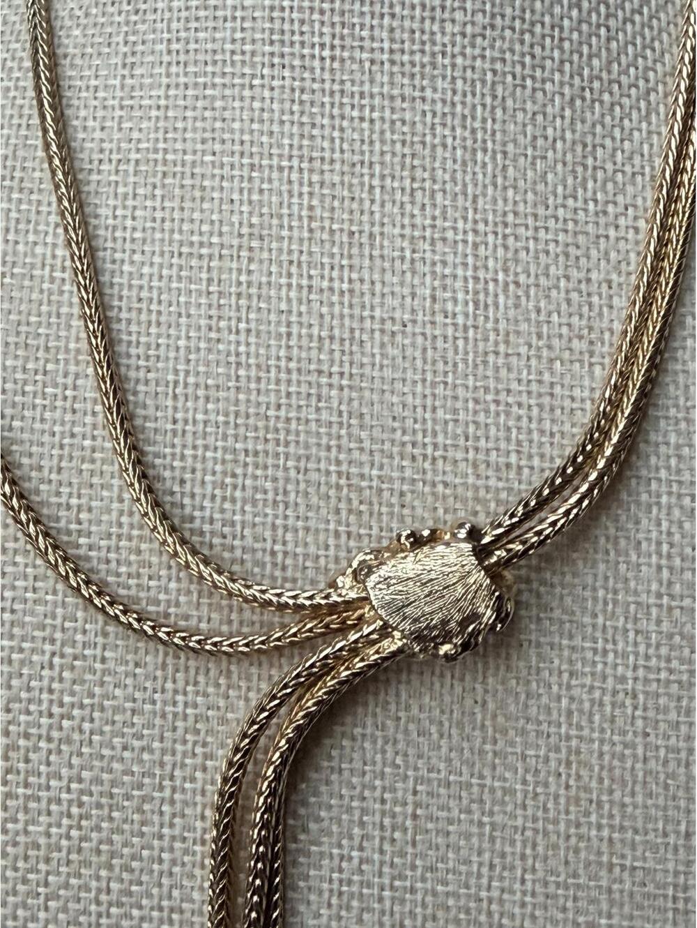 🚫SOLD OUT🚫Vintage 80s Lariat Necklace Freshwater Pearl Tassel Gold - Picture 6 of 9